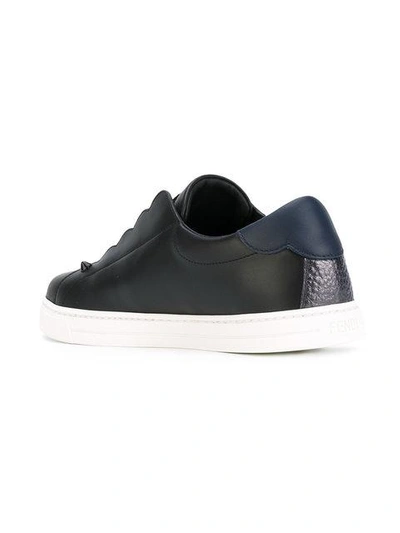 Shop Fendi Black Logo Stripe Slip On Sneakers In Black ,red