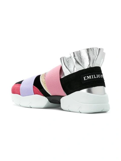 Shop Emilio Pucci Metallic Ruffle Sneakers In Pink