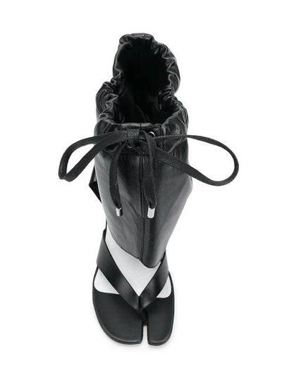 Shop Maison Margiela Drawstring Ankle Sandals In Black