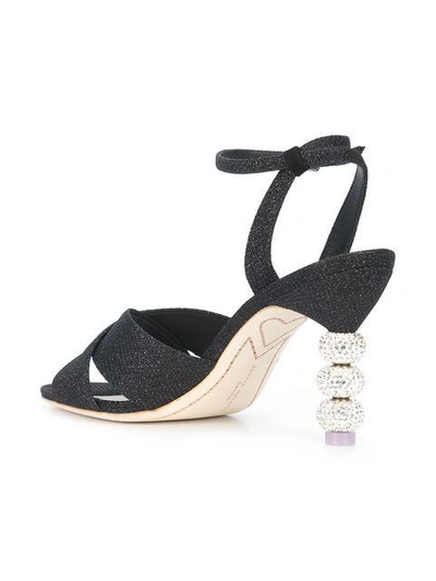 Shop Sophia Webster Glitter Heel Sandals In Black