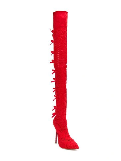 Shop Casadei Over-the-knee Knit Boots