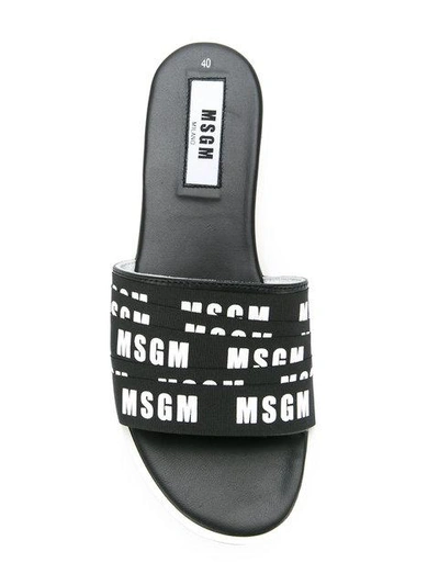 Shop Msgm Logo Sliders - Black