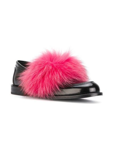 Shop Joshua Sanders Loafers With Pink Fox Fur - Black