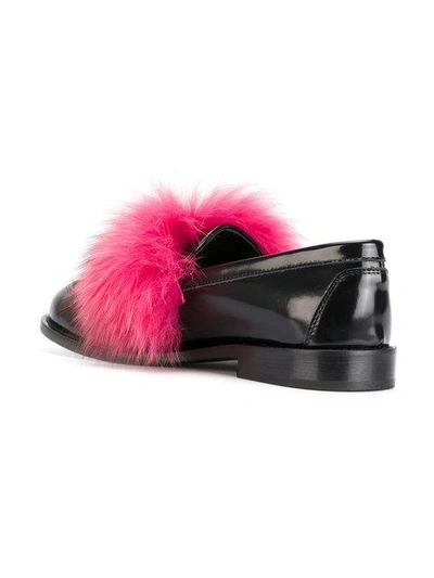 Shop Joshua Sanders Loafers With Pink Fox Fur - Black
