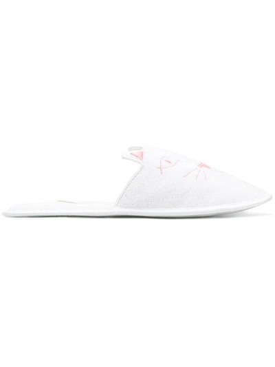 Shop Charlotte Olympia House Cats Slippers In White