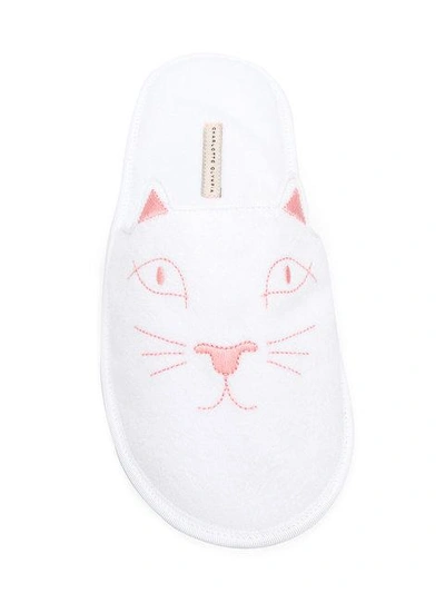 Shop Charlotte Olympia House Cats Slippers In White