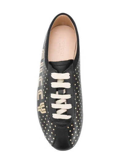 Shop Gucci Star Print Logo Sneakers In Black