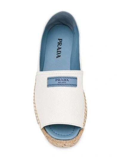 Shop Prada Open-toe Flatform Espadrilles - White