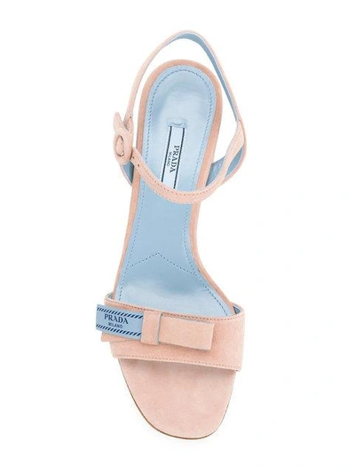 Shop Prada Block Heeled Sandals - Neutrals