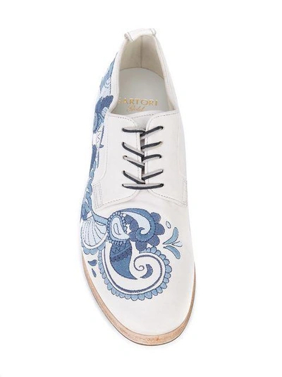 Shop Sartori Gold Lace Up Shoes In White