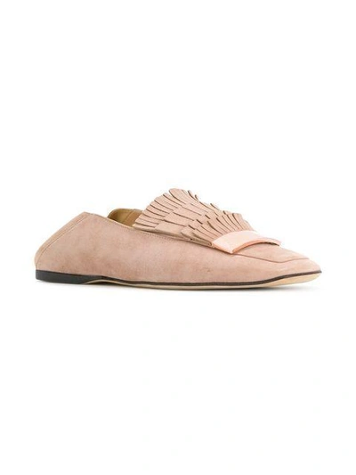 Shop Sergio Rossi Fringed Loafers - Pink