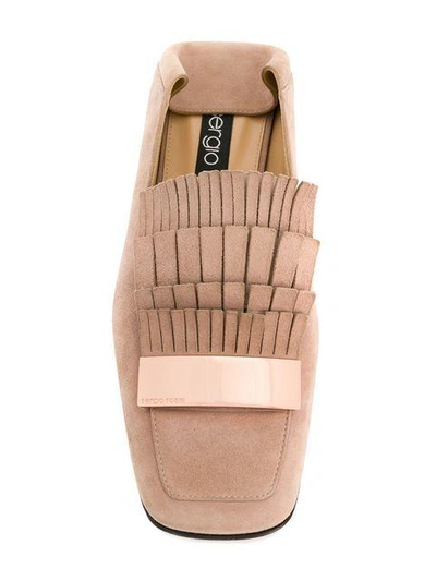 Shop Sergio Rossi Fringed Loafers - Pink