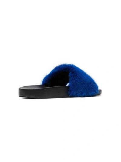 Shop Givenchy Blue Fur Slides