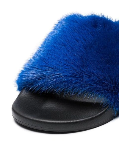 Shop Givenchy Blue Fur Slides