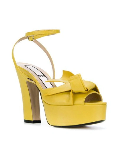 Shop N°21 Nº21 Abstract Bow Platform Sandals - Yellow