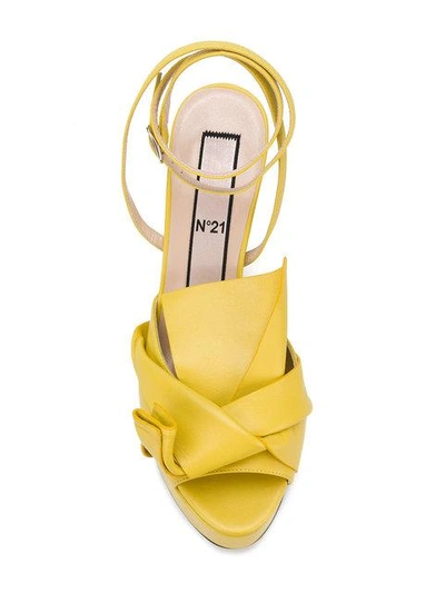 Shop N°21 Nº21 Abstract Bow Platform Sandals - Yellow