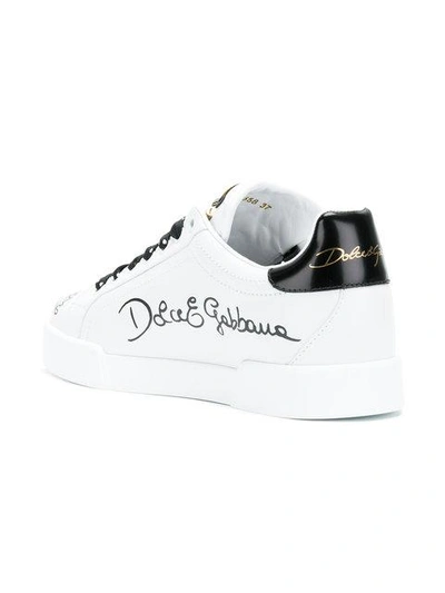 Shop Dolce & Gabbana Portofino Sneakers With Appliqués In White
