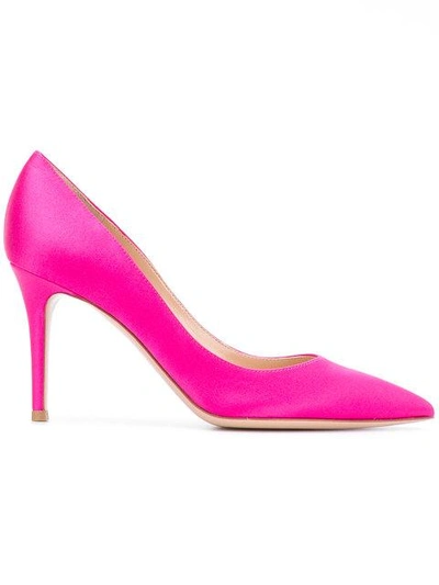Shop Gianvito Rossi Pointed Toe Pumps - Pink & Purple
