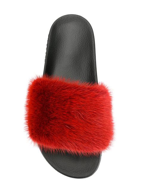 Givenchy Mink Fur Rubber Slide Sandals, Red In 601 Red | ModeSens