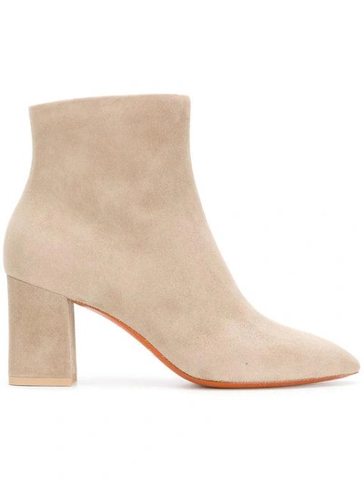 Shop Santoni Block Heel Ankle Boots - Neutrals