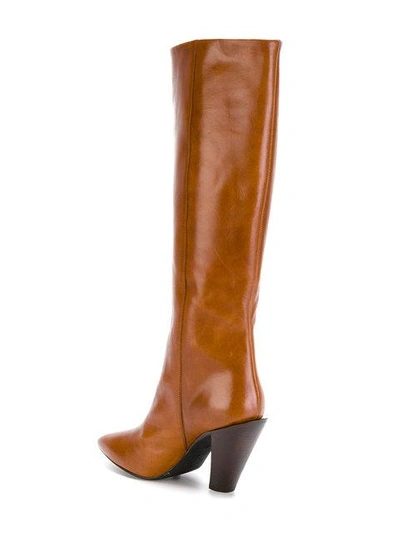 Shop A.f.vandevorst Knee High Boots With Stripe In Brown