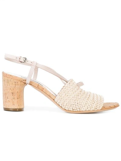 Shop Casadei Woven Cork-heel Sandals