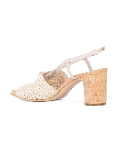 Shop Casadei Woven Cork-heel Sandals