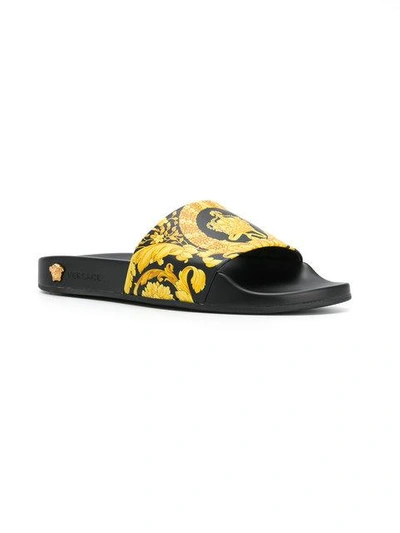 Shop Versace Baroque Slides In Black