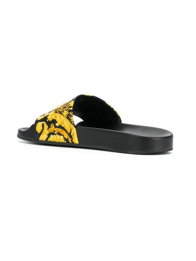 Shop Versace Baroque Slides In Black