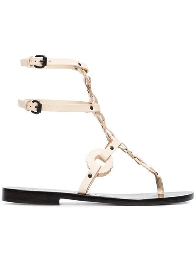 Shop Álvaro González Off White Andorra Flat Leather Sandals In Neutrals