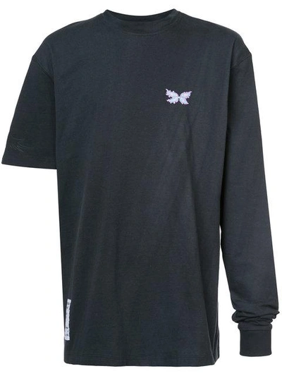 Shop Rochambeau Butterfly Design Asymmetric Sleeves T-shirt - Black
