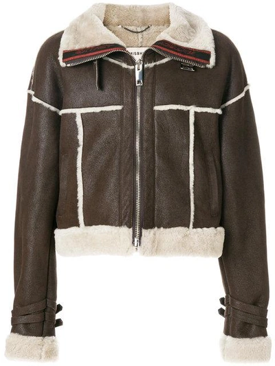 Shop Misbhv Cropped Aviator Jacket In Brown