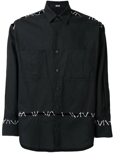 Shop Ktz Pin Embroidery Shirt In Black