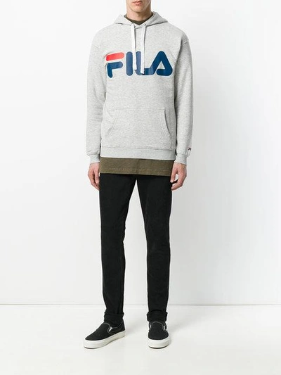 Shop Fila Logo Hoodie - Grey