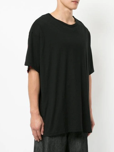 Shop Facetasm Striped Patch T-shirt In Black