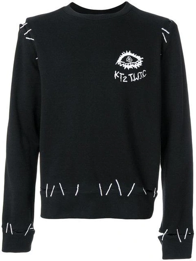 Shop Ktz Monster Pin Embroidery Sweatshirt In Black