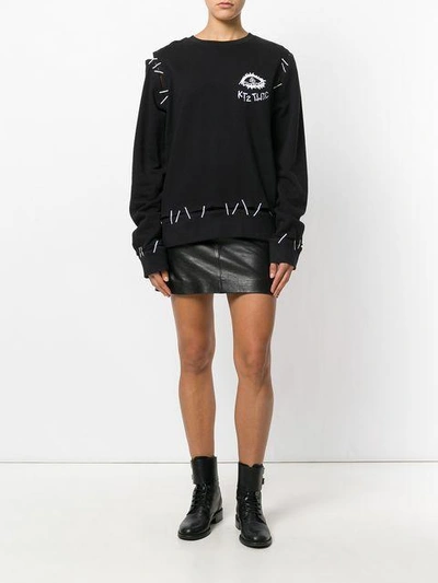 Shop Ktz Monster Pin Embroidery Sweatshirt In Black
