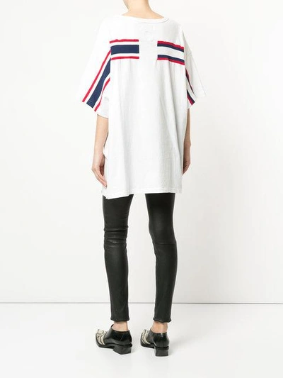 Shop Facetasm Striped Patch T-shirt In White