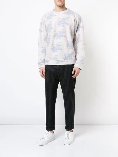 Shop The Elder Statesman Tropics Printed Sweater In White