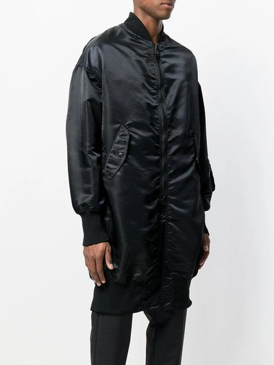 Shop Y-3 Mid-length Satin Bomber Jacket - Black