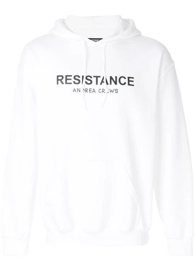 Shop Andrea Crews Resist Logo Hoodie - White