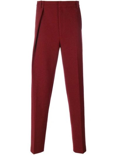 Shop Martine Rose Straight Leg Pleated Trousers In Red