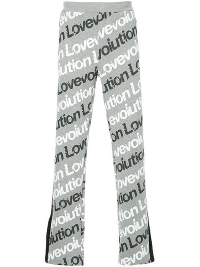Shop Ports V Slogan Print Track Trousers In Grey