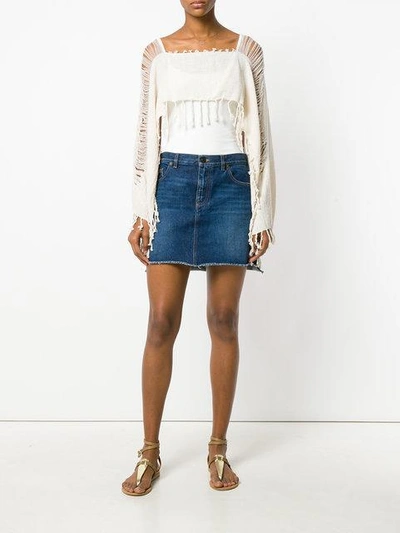 Shop Caravana Convertible Fringed And Distressed Top - Neutrals