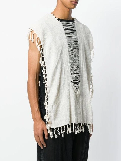 Shop Caravana Convertible Fringed And Distressed Top - Neutrals