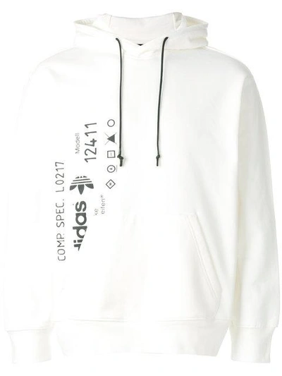 Shop Adidas Originals By Alexander Wang Graphic Print Hoodie In White