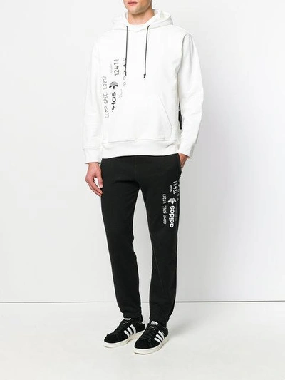 Shop Adidas Originals By Alexander Wang Graphic Print Hoodie In White