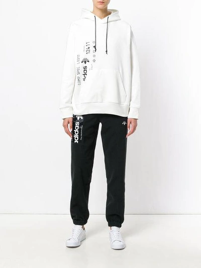 Shop Adidas Originals By Alexander Wang Graphic Print Hoodie In White