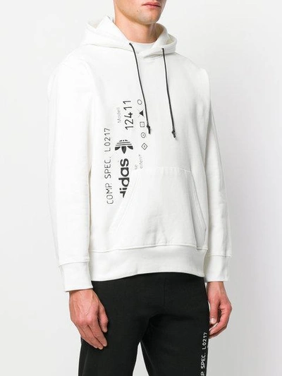 Shop Adidas Originals By Alexander Wang Graphic Print Hoodie In White