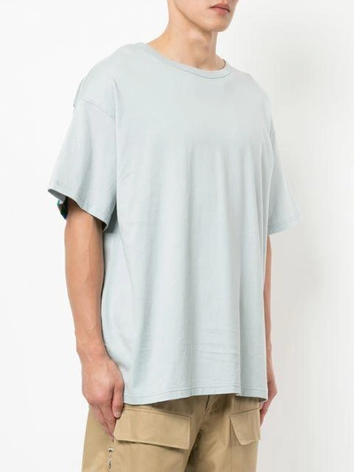 Shop Facetasm Striped Patch T-shirt In Grey